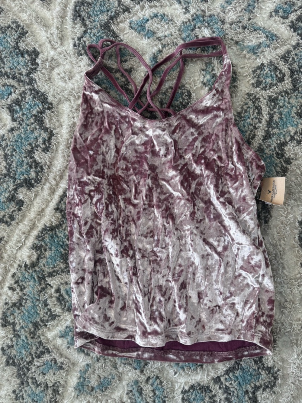 Crushed Velvet Strappy Women’s Tank Top - Mauve